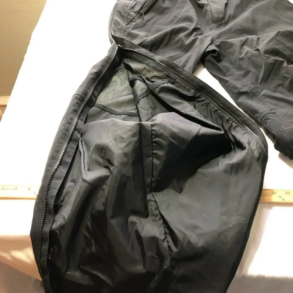 REI mens e1 elements rain snow outdoor black pants full zip leg large length 32